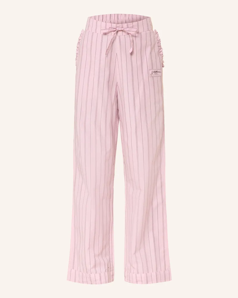 Ganni Hose im Jogging-Stil mit Rüschen Rosa