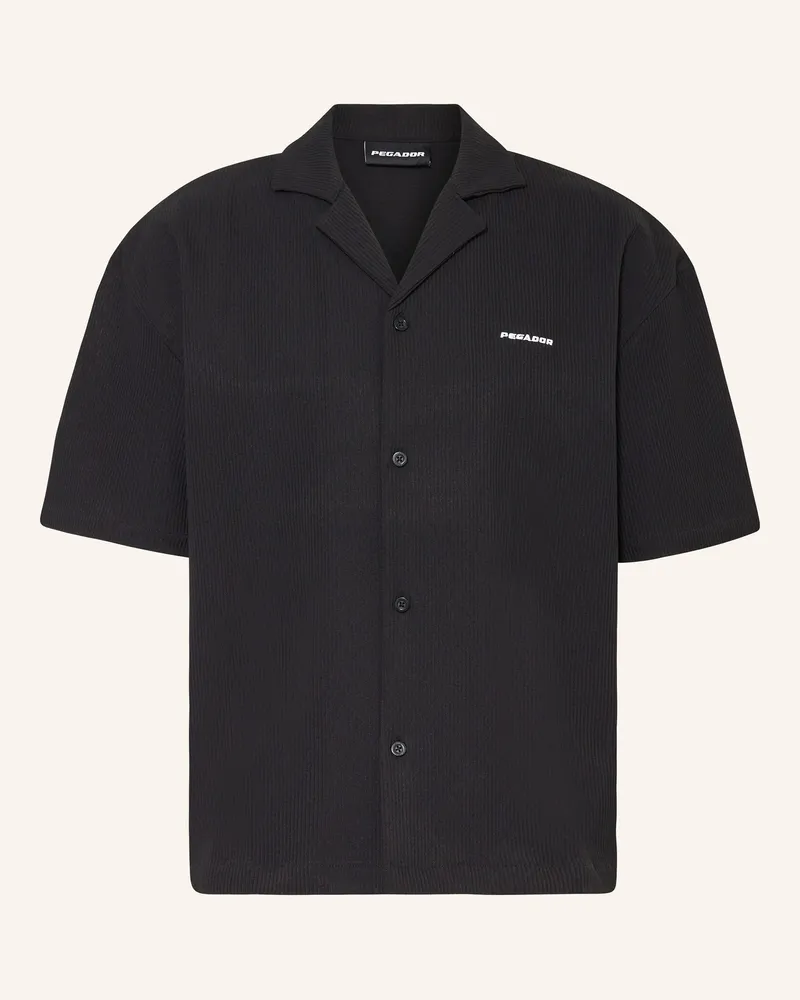 PEGADOR Resorthemd TROY Comfort Fit mit Plissees Schwarz