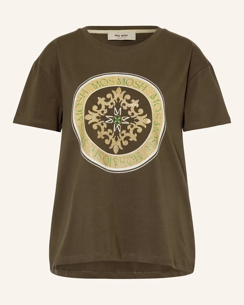 Mos Mosh T-Shirt MMJUDD mit Schmucksteinen Dunkelgrün