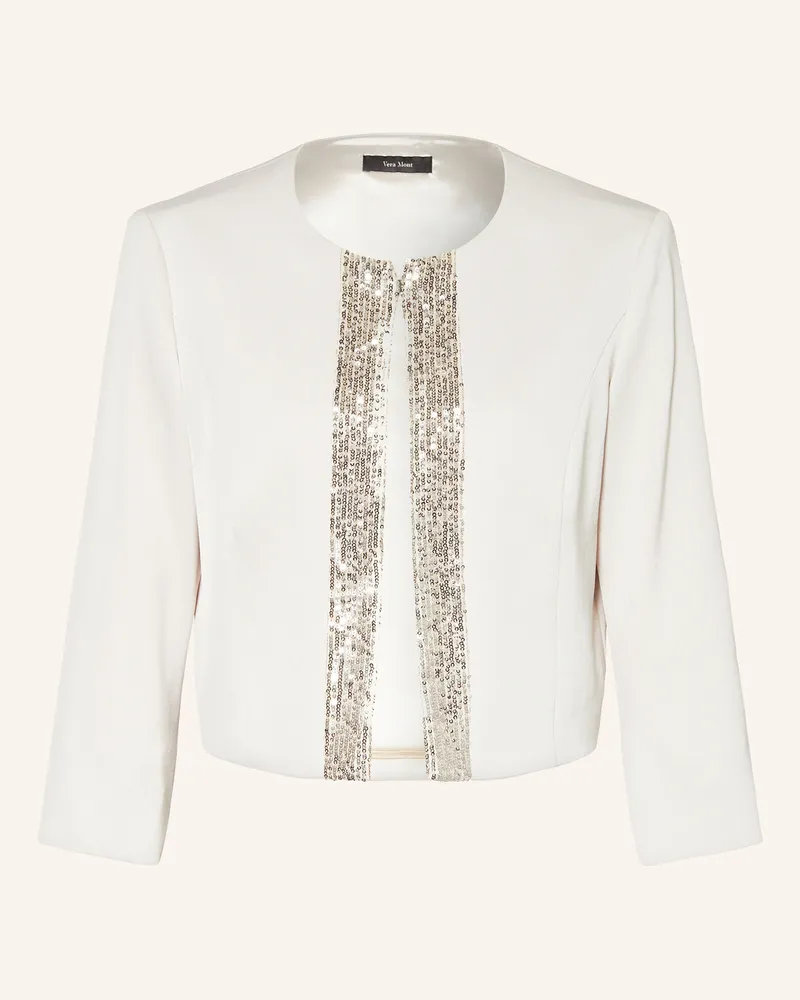 Vera Mont Kastenjacke mit 3/4-Arm und Pailletten Creme