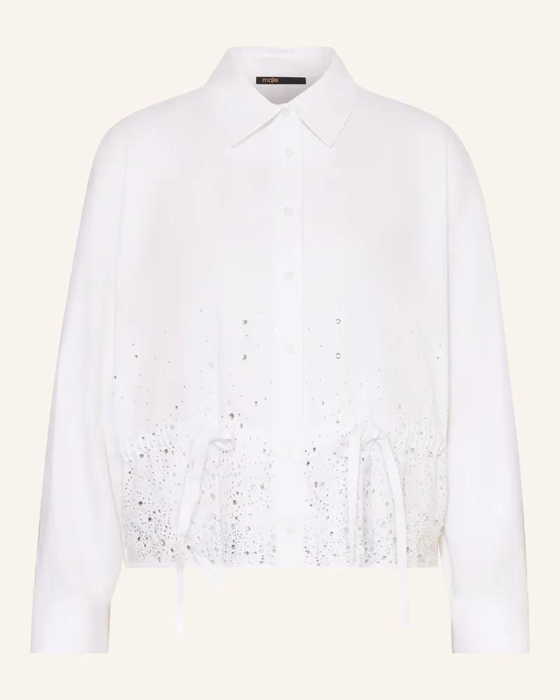 Maje Hemdbluse Mit Schmucksteinen weiss Weiss