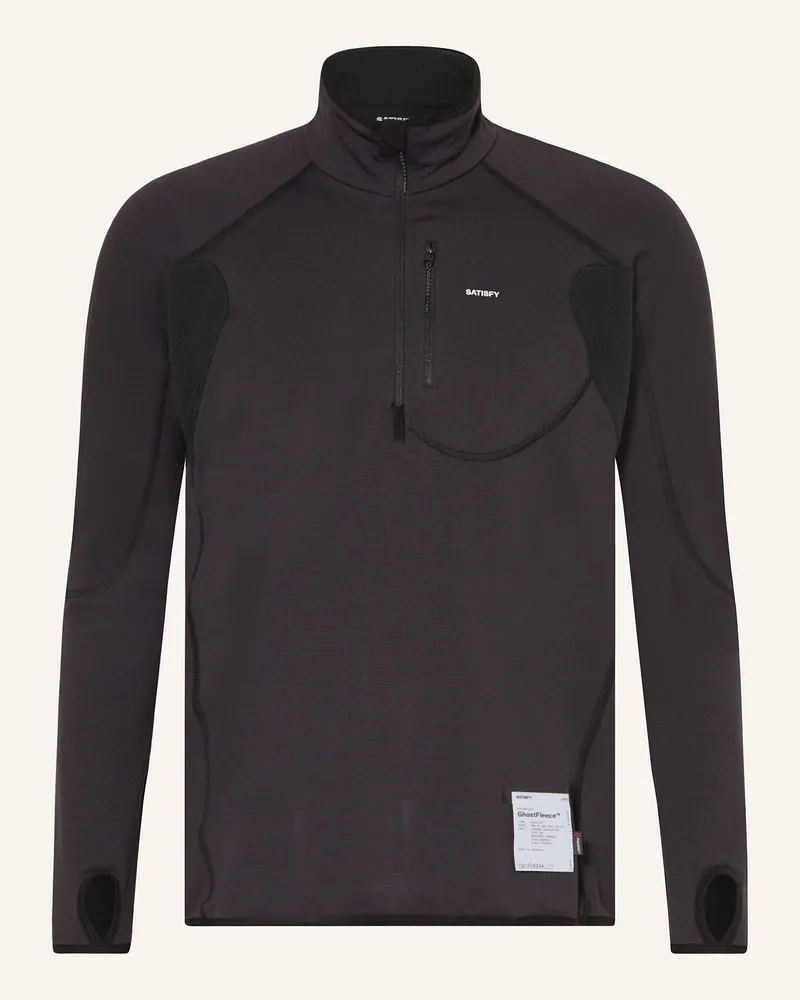 Satisfy Laufshirt GHOSTFLEECE™ HALF ZIP Schwarz