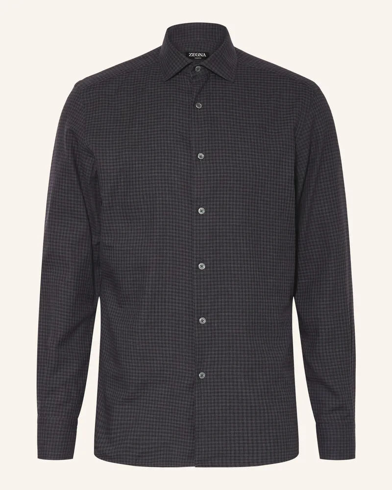 Ermenegildo Zegna Hemd Cashco Regular Fit blau Dunkelgrau