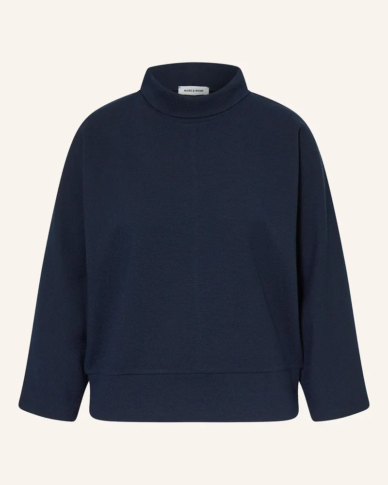 More & More Rollkragenshirt mit 3/4-Arm Dunkelblau