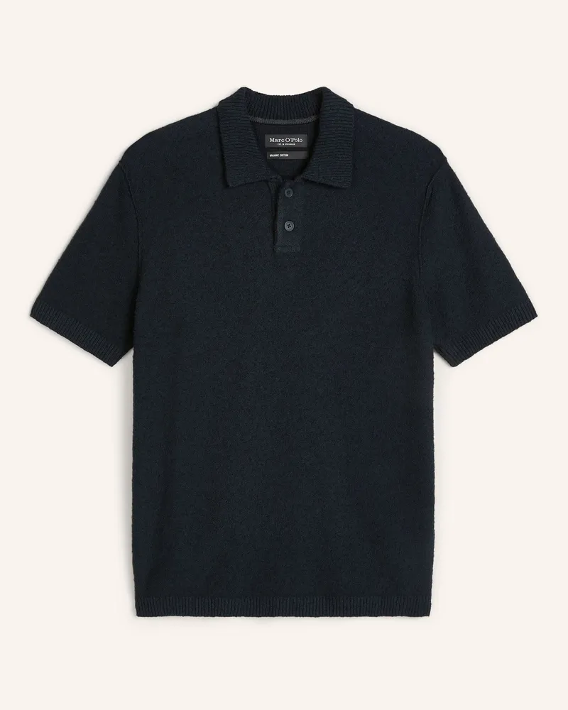 Marc O'Polo Bouclé-Poloshirt blau Dunkelblau