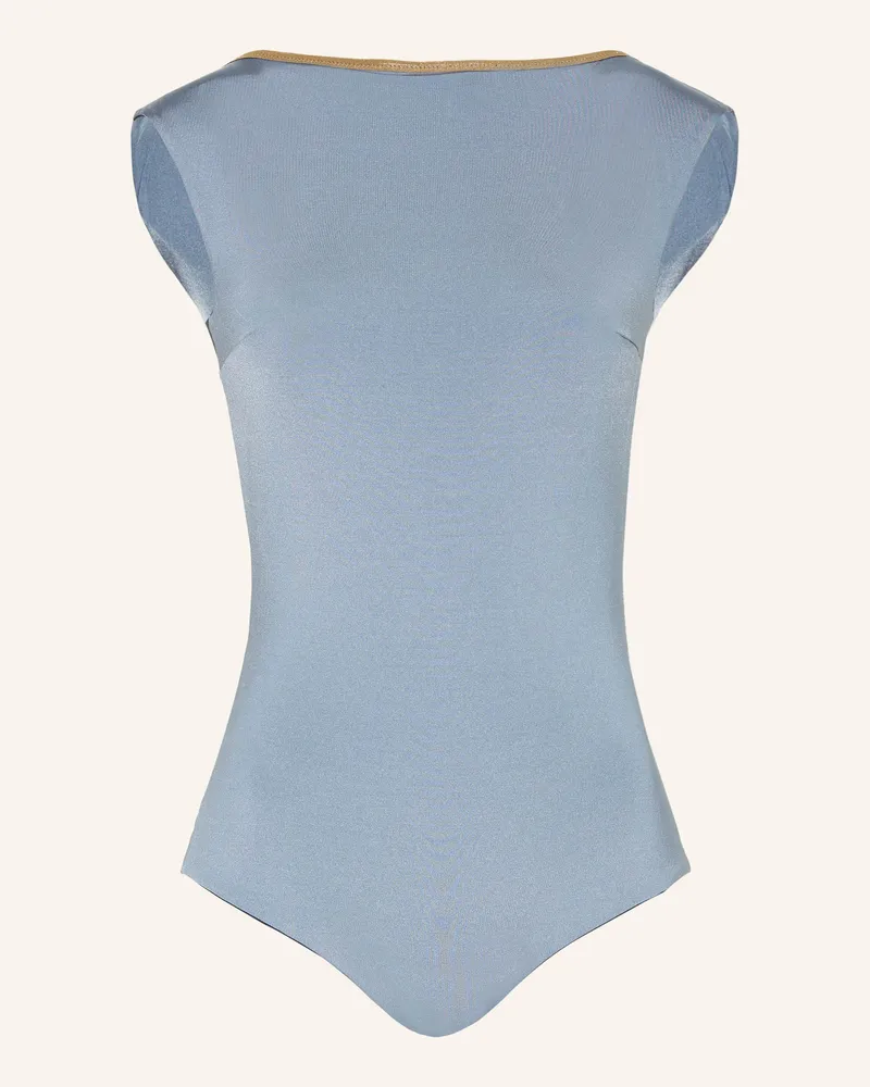 MYMARINI High-Neck-Badeanzug SEABODY SHINE zum Wenden mit UV-Schutz 50 Dunkelblau