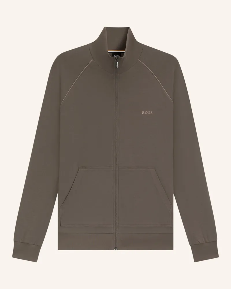 HUGO BOSS Loungewear Jacke MIX&MATCH JACKET Z Regular Fit Braun