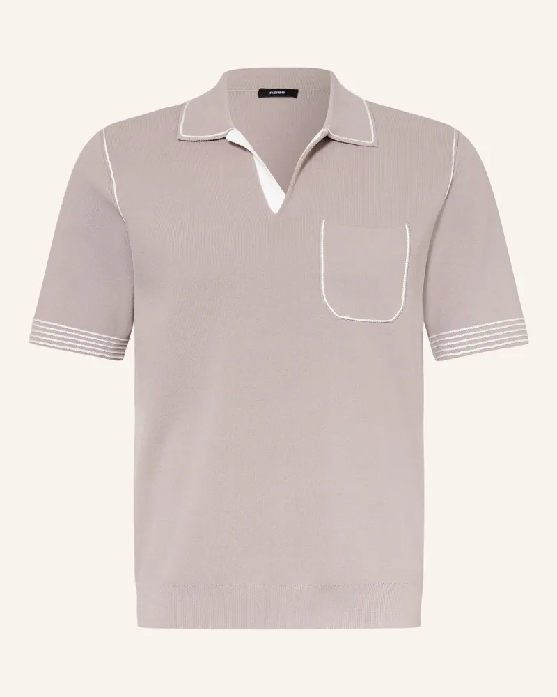 Reiss Strick-Poloshirt Newbury beige Hellbraun