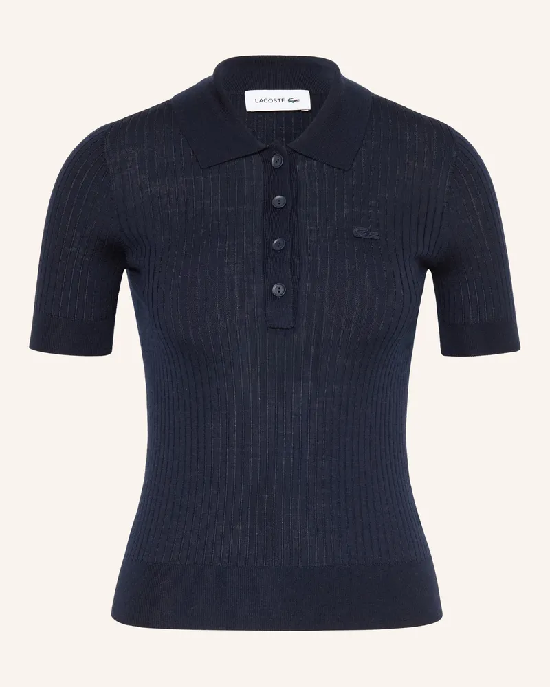 Lacoste Strick-Poloshirt Aus Merinowolle blau Dunkelblau