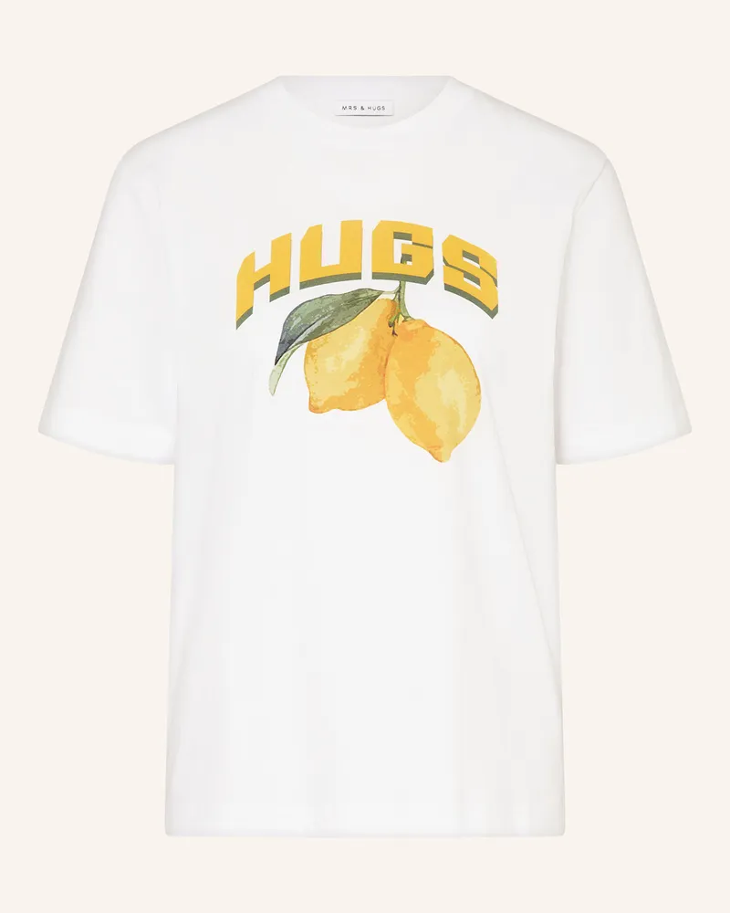 Mrs & HUGS T-Shirt rot Weiss