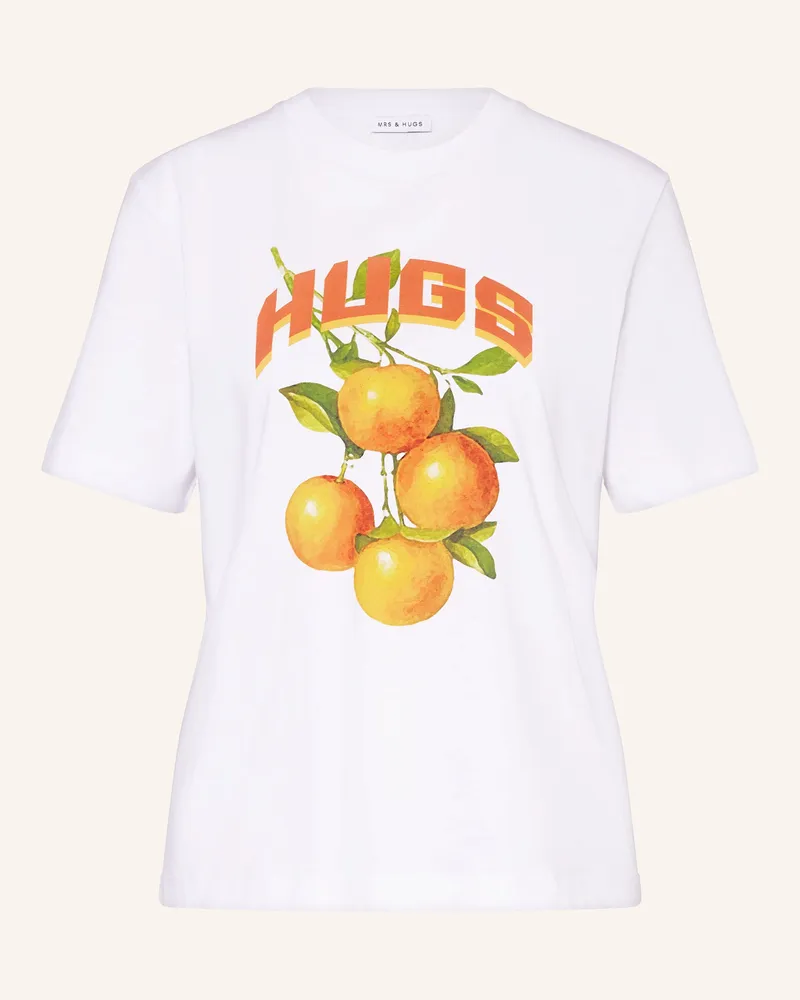 Mrs & HUGS T-Shirt rot Weiss