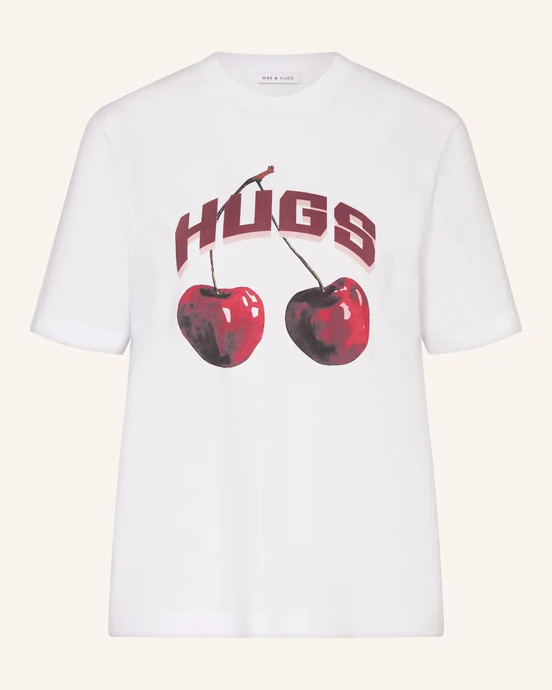 Mrs & HUGS T-Shirt rot Weiss