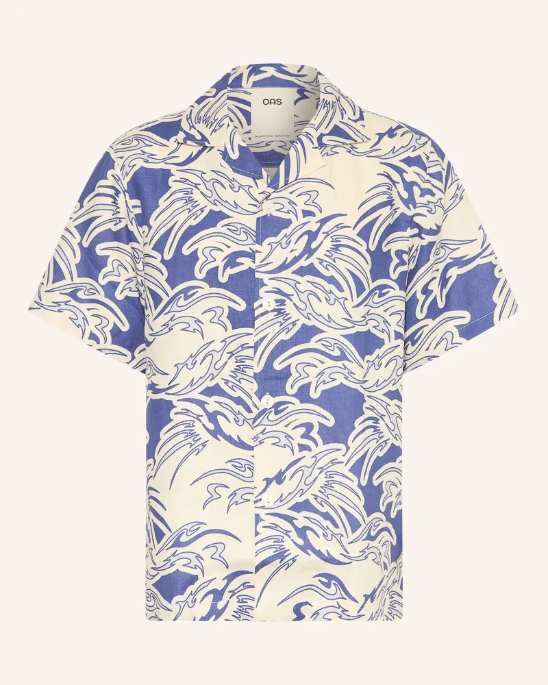 OAS Resorthemd Comfort Fit Aus Leinen blau Weiss