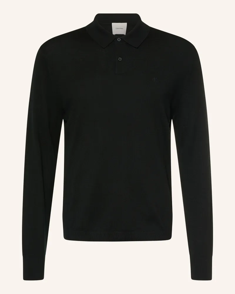 Calvin Klein Strick-Poloshirt schwarz Schwarz