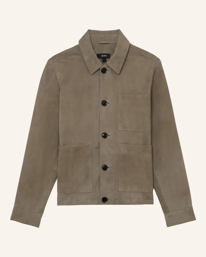 Reiss Leder-Overjacket DANNY Grün