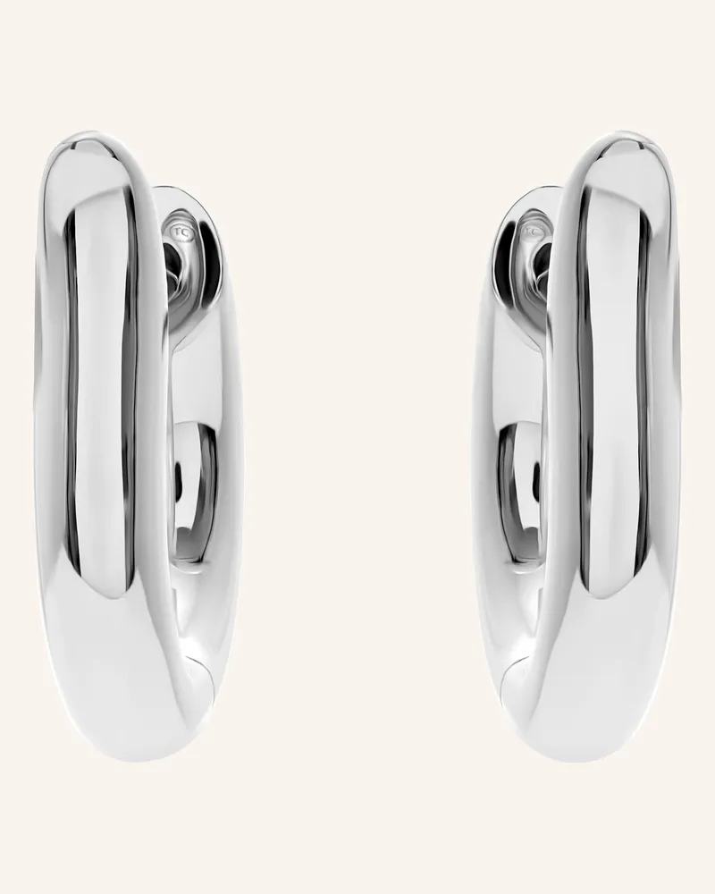 TAMARA COMOLLI Ohrstecker Signature Ohrstecker Hoop Small 18k Weißgold silber Weissgold