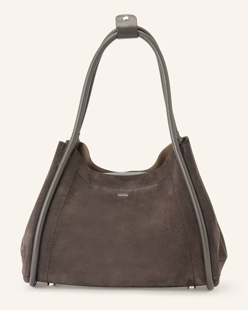 Max Mara Schultertasche Marinsuede grau Dunkelgrau