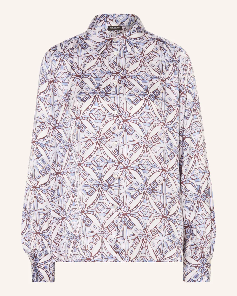 DESOTO Hemdbluse Lena Aus Satin blau Weiss