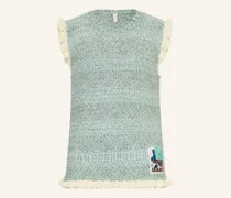 Stricktop Patience Mit Rüschen blau