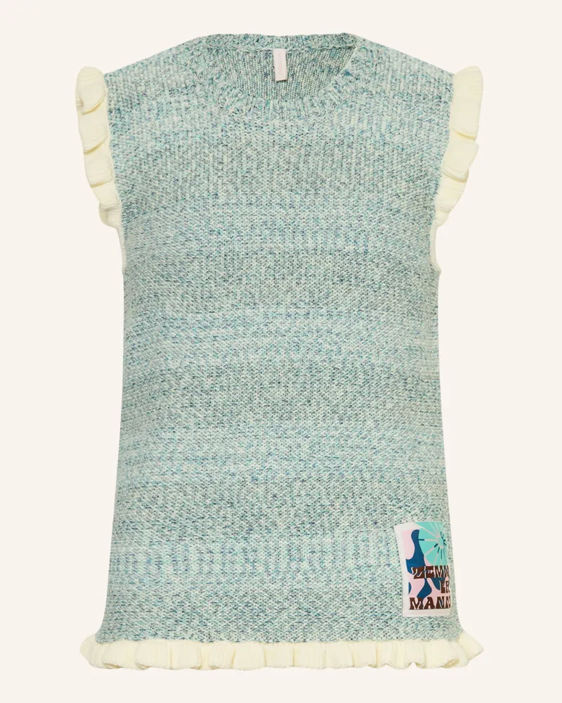 Zimmermann Stricktop Patience Mit Rüschen blau Creme