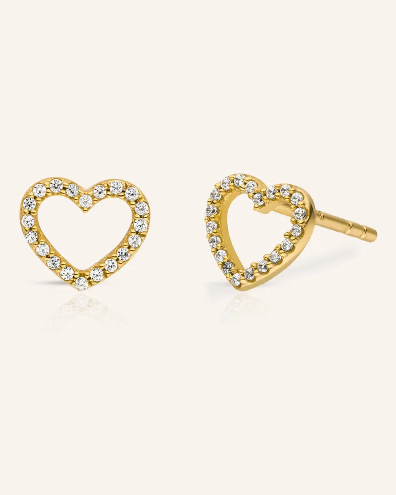 VEYNOU Ohrstecker HERZ aus 14 Karat Gelbgold und Diamanten Gold
