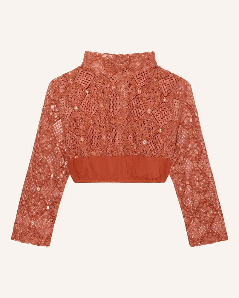 Krüger Dirndlbluse Elea Mit Glitzergarn braun Rot