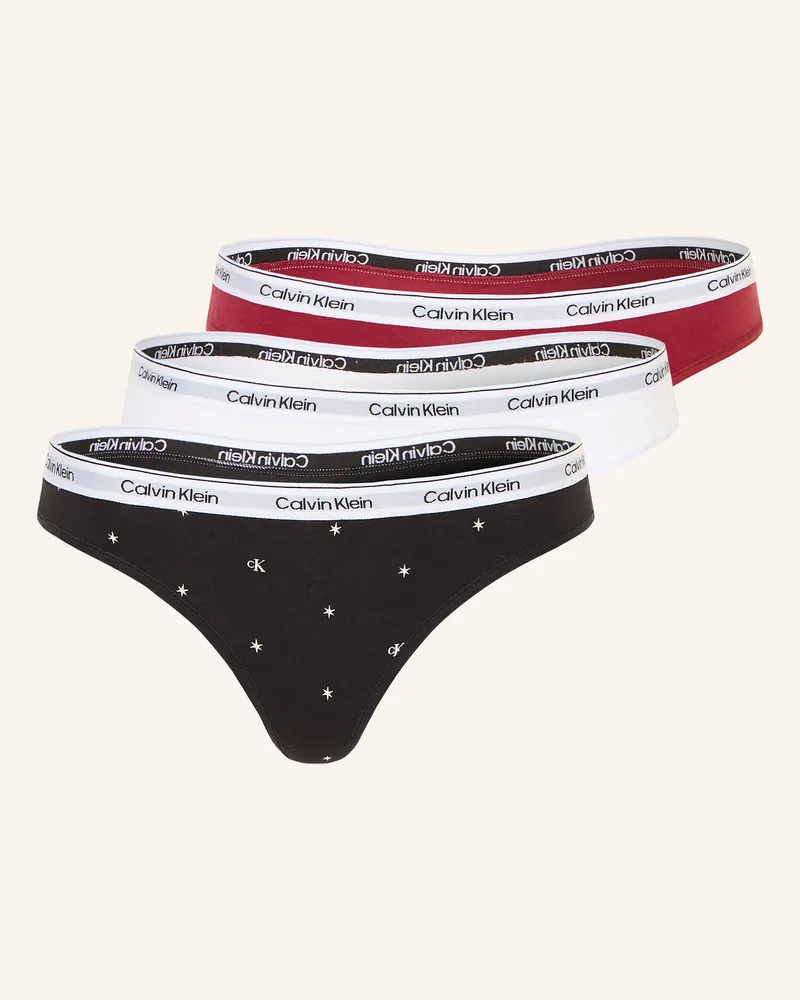 Calvin Klein 3er-Pack Strings Icon Logo rot Weiss