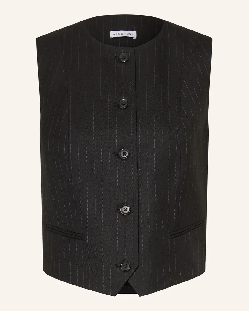 Mrs & HUGS Blazerweste schwarz Schwarz