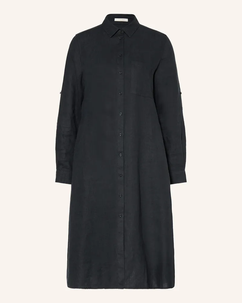 lilienfels Hemdblusenkleid Aus Leinen schwarz Schwarz