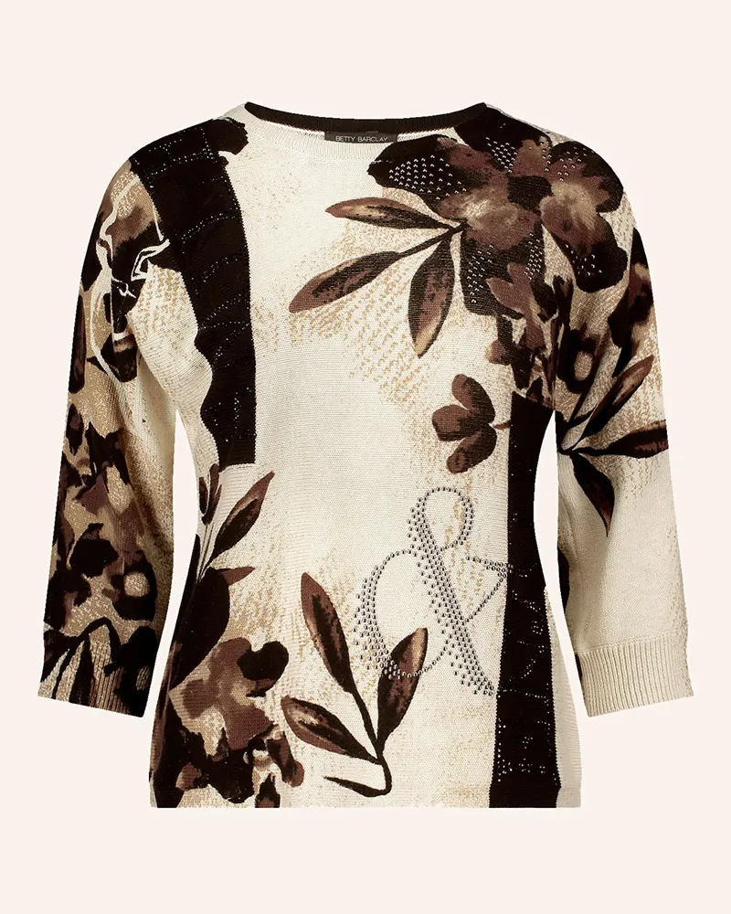 Betty Barclay Strickshirt mit 3/4-Arm und Schmucksteinen Creme