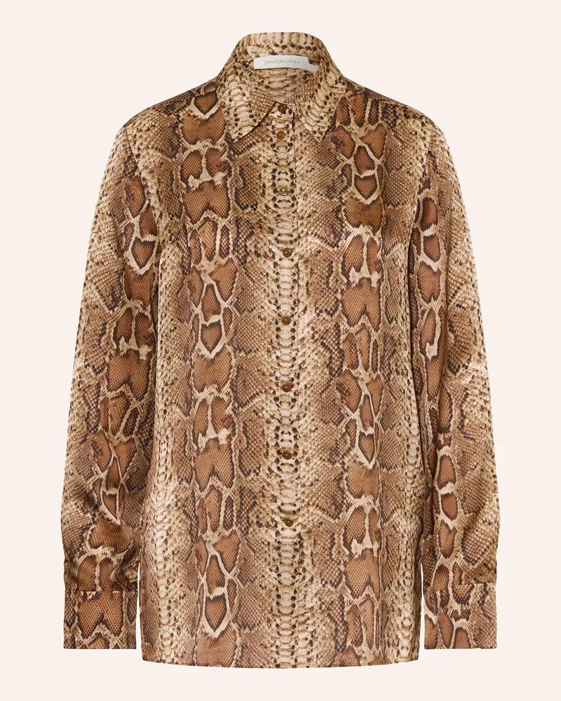 Zimmermann Hemdbluse Hypnotic Aus Seide braun Beige
