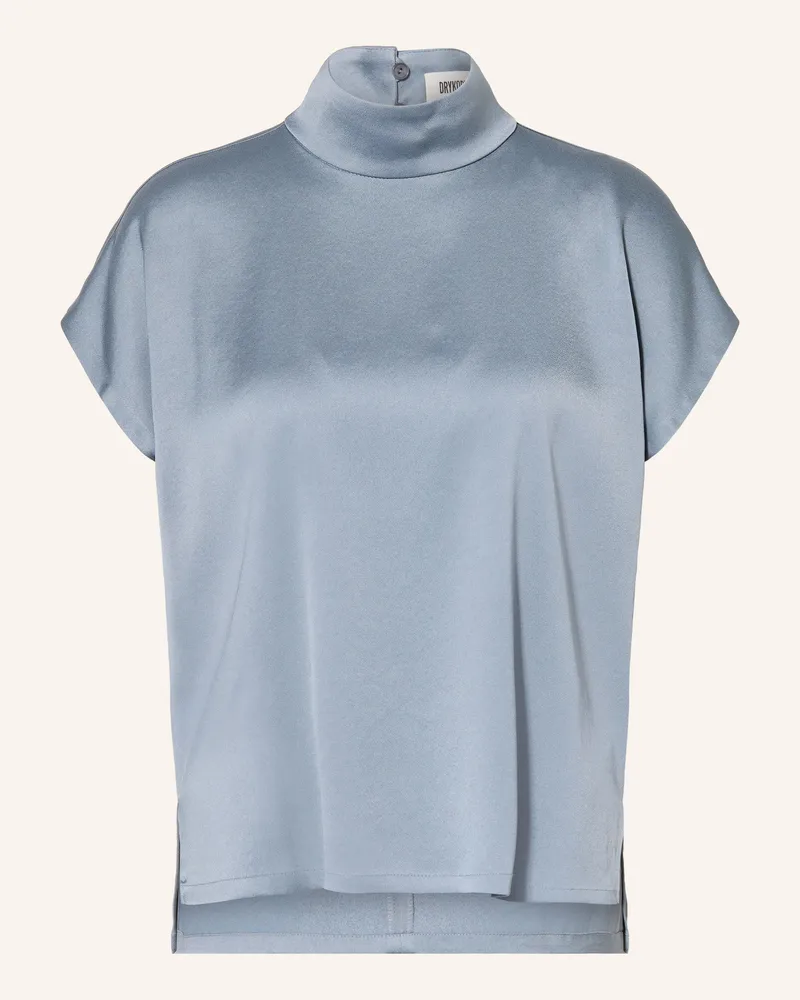 Drykorn Blusenshirt Alaria_1 Aus Satin blau Blaugrau