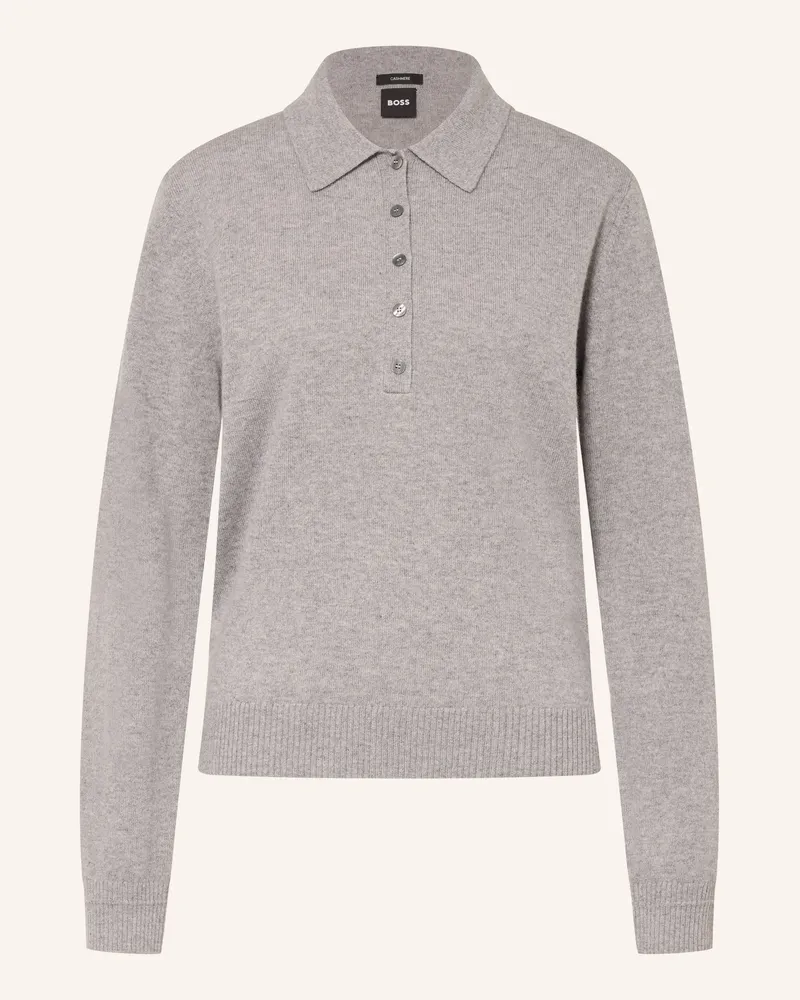 HUGO BOSS Strick-Poloshirt Falonsi Aus Cashmere grau Grau