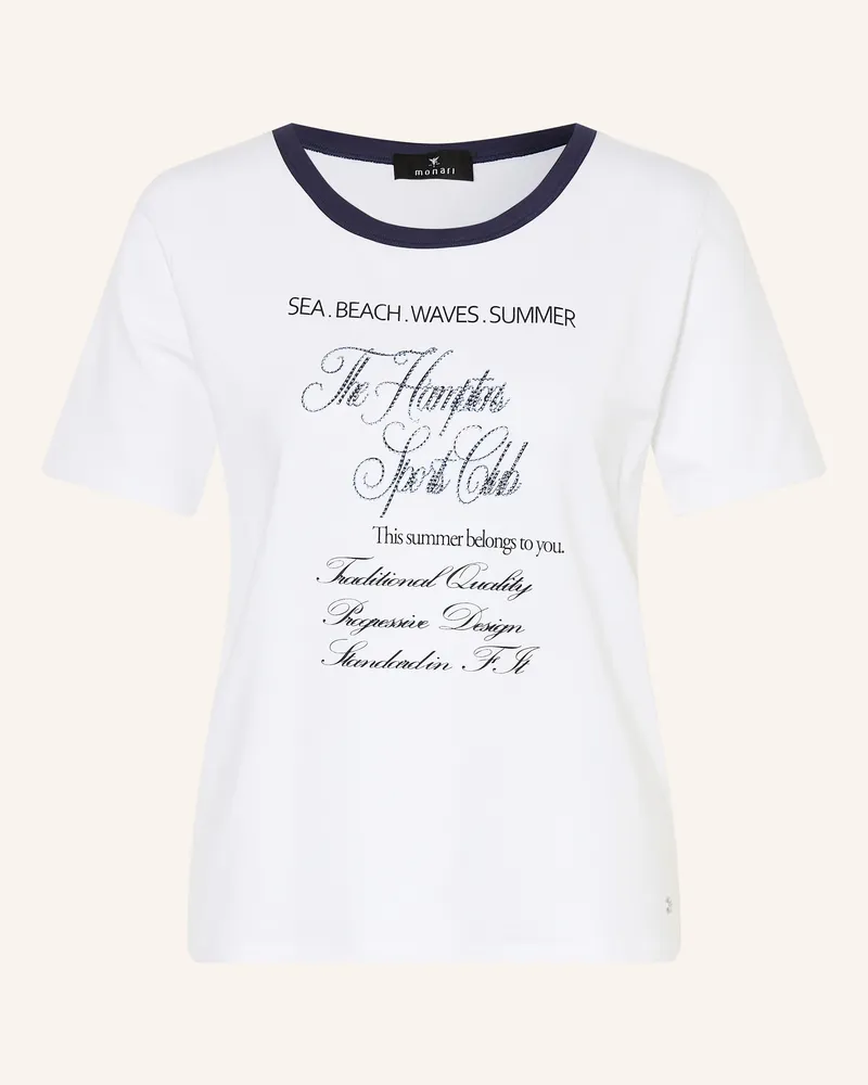 monari T-Shirt Mit Schmucksteinen blau Weiss
