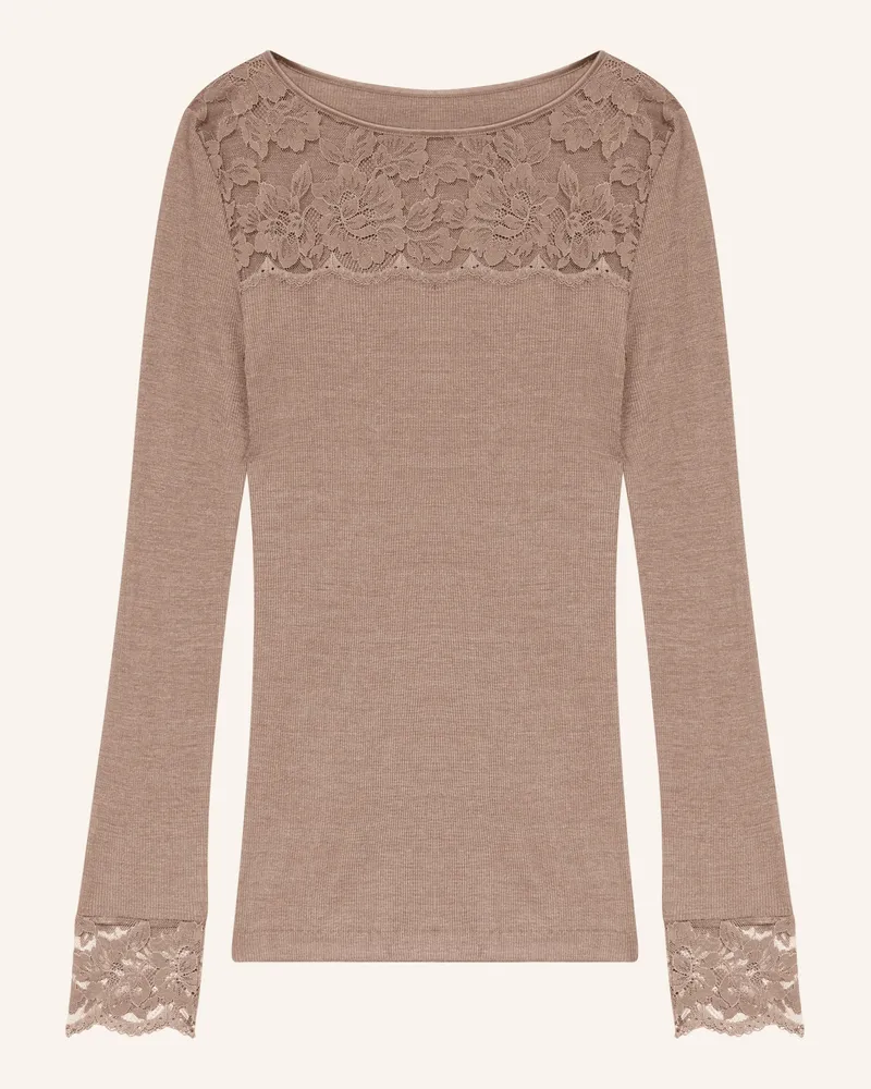 Mey Longsleeve Serie WOOL LOVE aus Merinowolle mit Seide Taupe