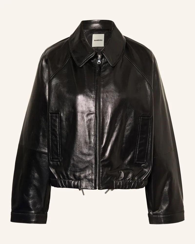 Sandro Lederjacke Schwarz