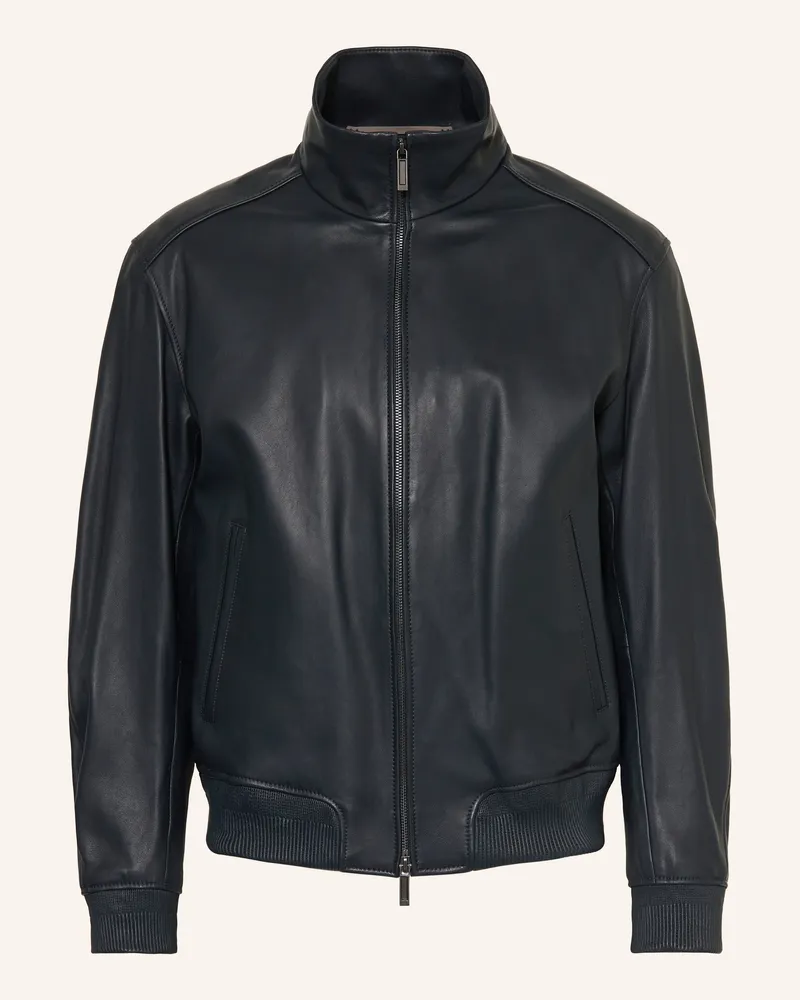 HUGO BOSS Lederjacke Mamun blau Dunkelblau