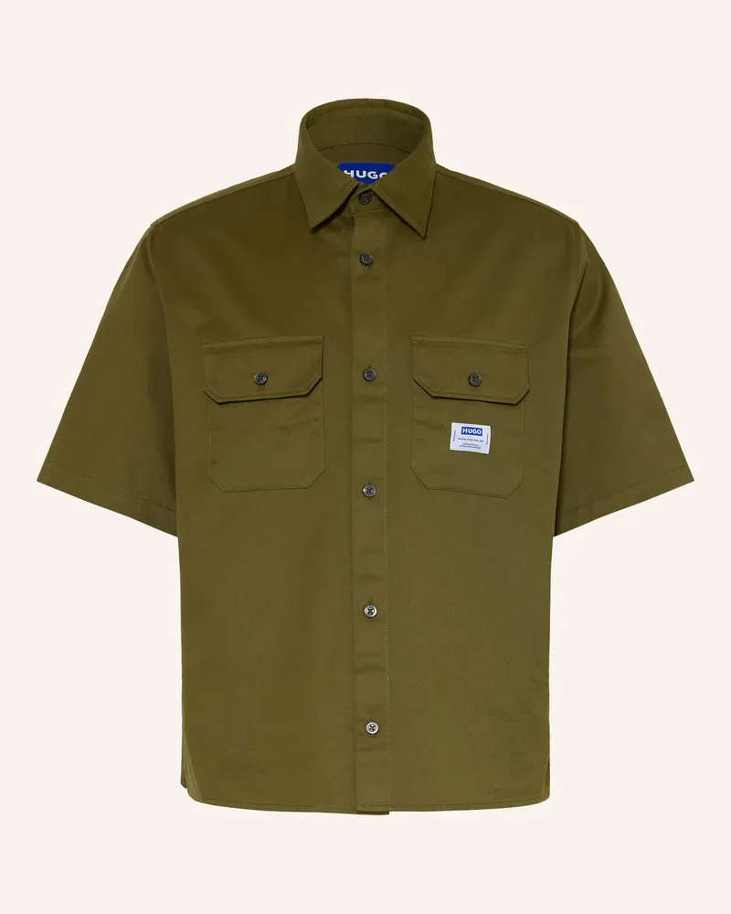 HUGO BOSS Kurzarm-Hemd Ekyno Comfort Fit gruen Oliv