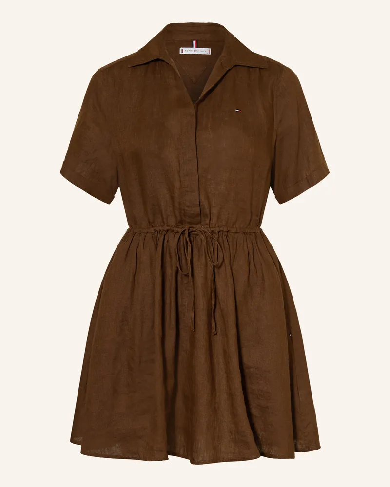 Tommy Hilfiger Leinenkleid braun Dunkelbraun