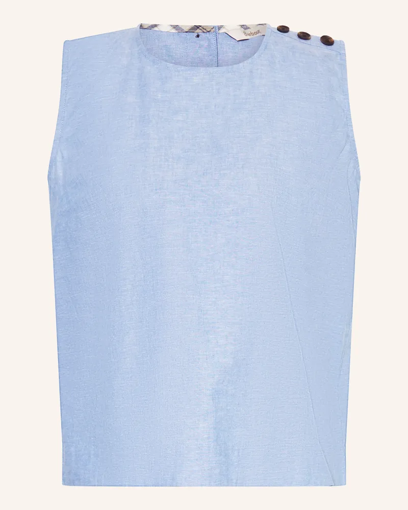 Barbour Blusentop Josie Mit Leinen blau Hellblau