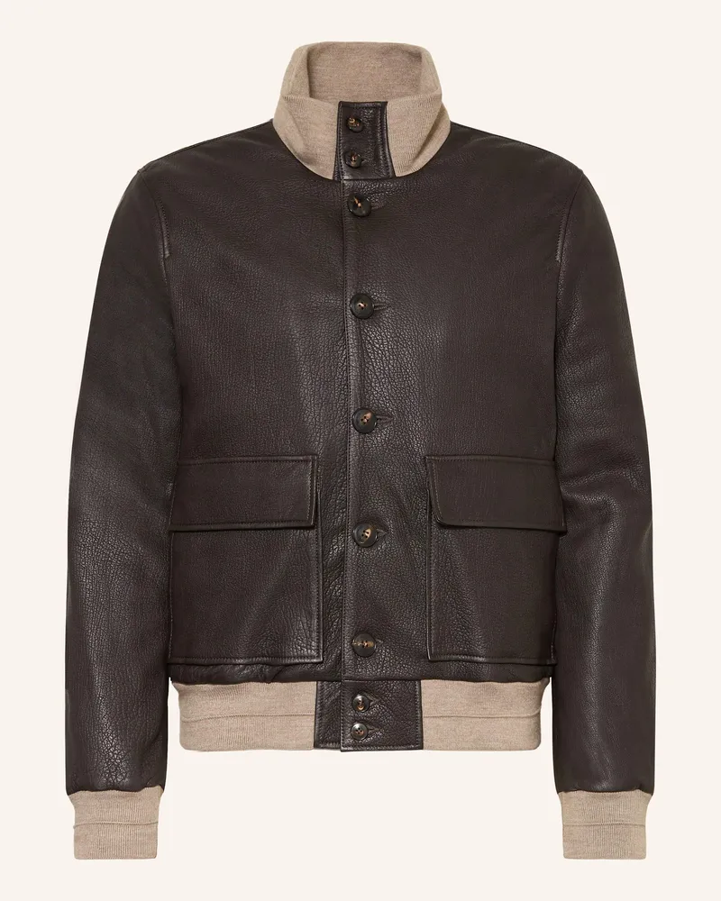 Manzoni 24 Lederjacke Dunkelbraun