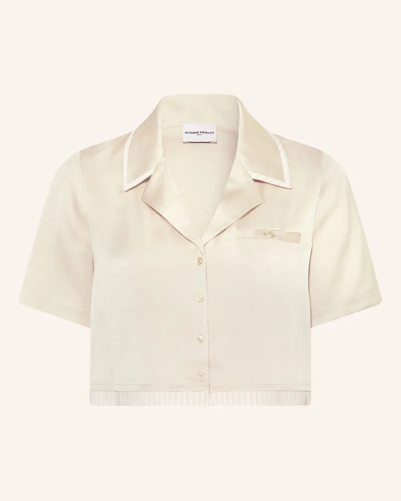 Claudie Pierlot Cropped-Bluse aus Satin Creme