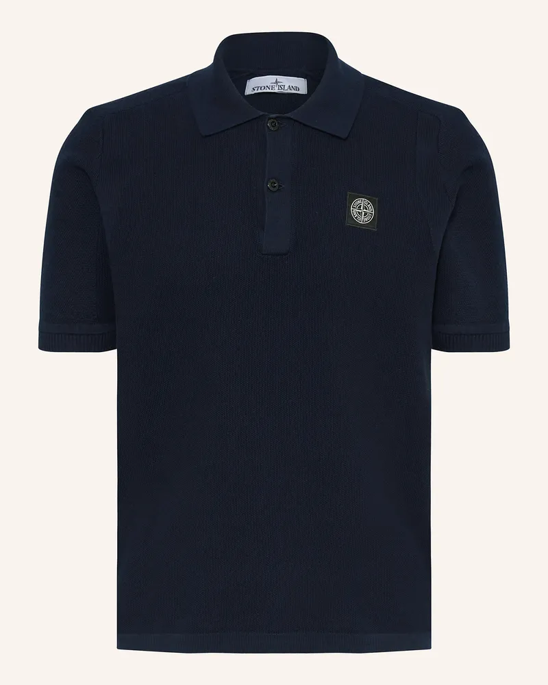 Stone Island Strick-Poloshirt Dunkelblau