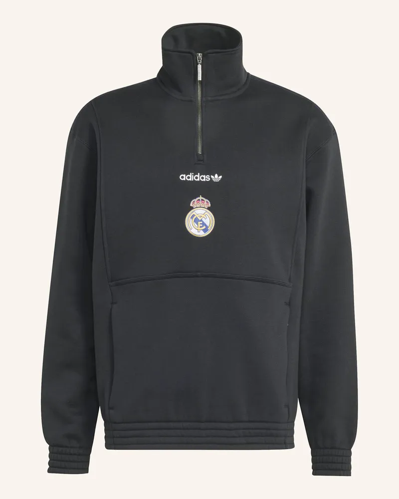 adidas Real Madrid Eqt Oberteil, Reissverschluss Bis Zur Brust schwarz Schwarz