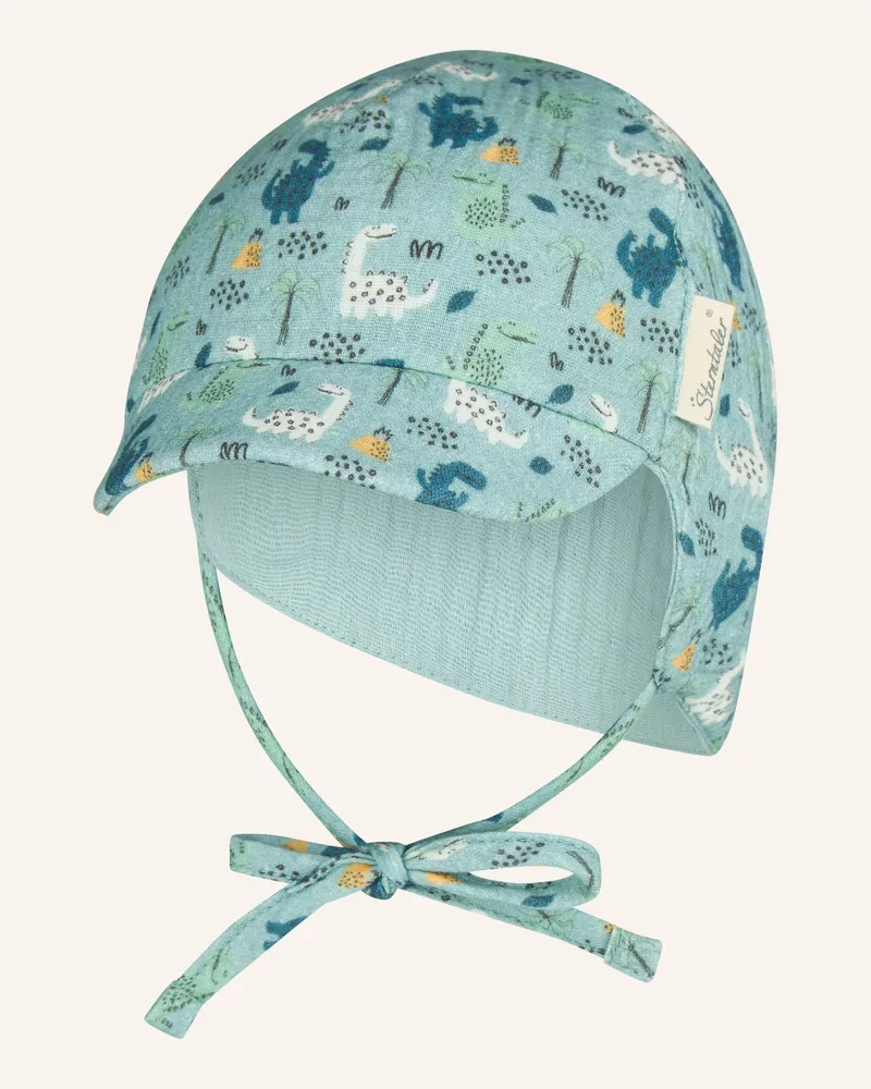 Sterntaler Schirmmütze Mit Nackenschutz Dinos blau Türkis