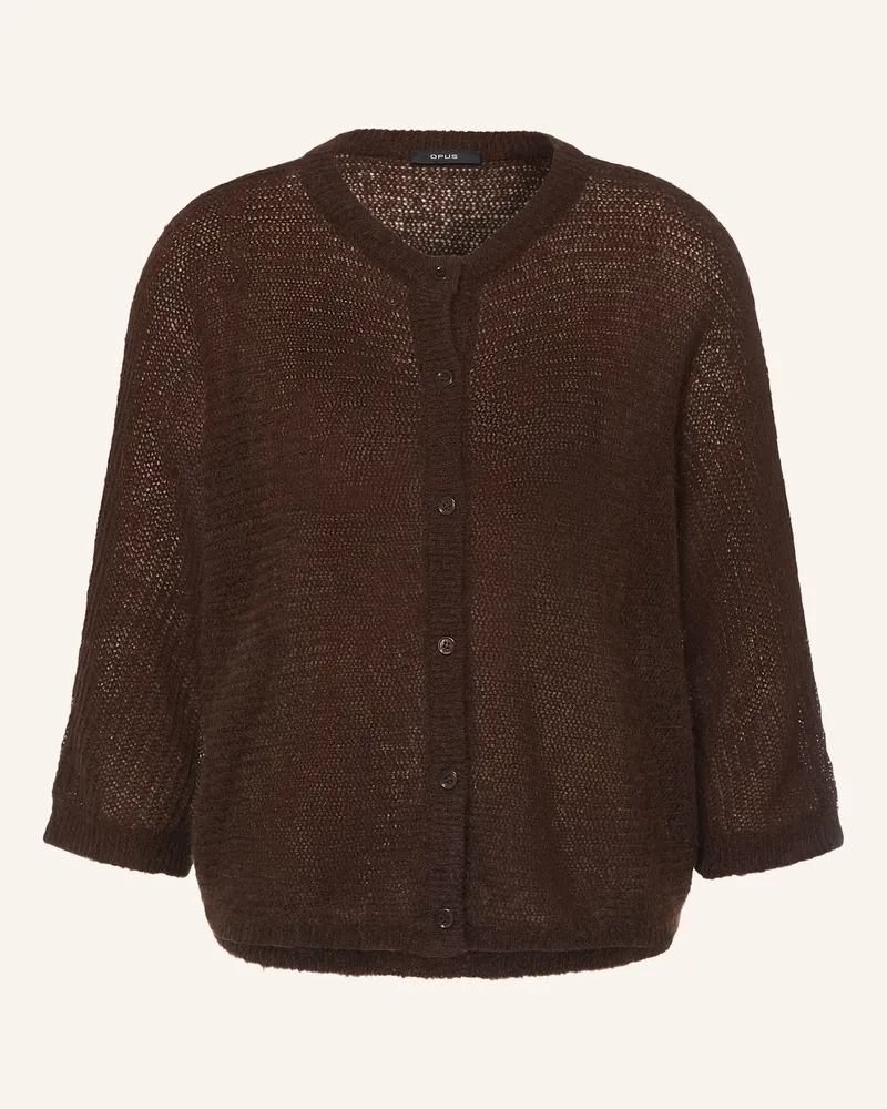 OPUS Strickjacke Daris Mit 3/4-Arm braun Dunkelbraun