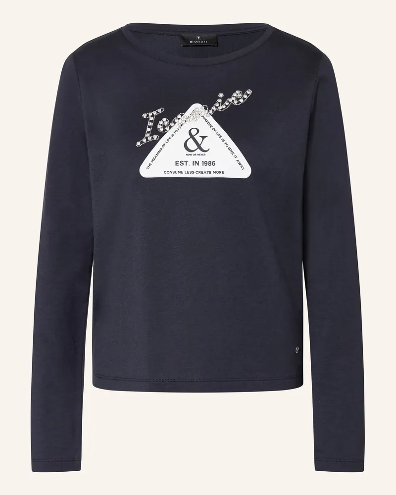 monari Longsleeve Mit Schmucksteinen blau Dunkelblau