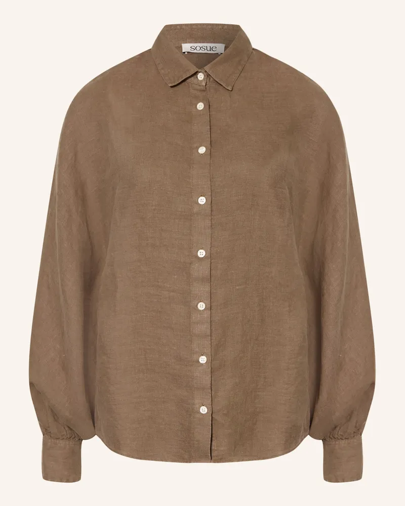 SoSUE Hemdbluse ANTONIA SLIM aus Leinen Hellbraun