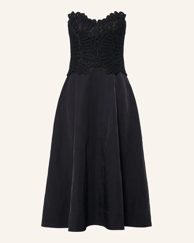 ba&sh Off-Shoulder-Kleid Praina Im Materialmix schwarz Schwarz