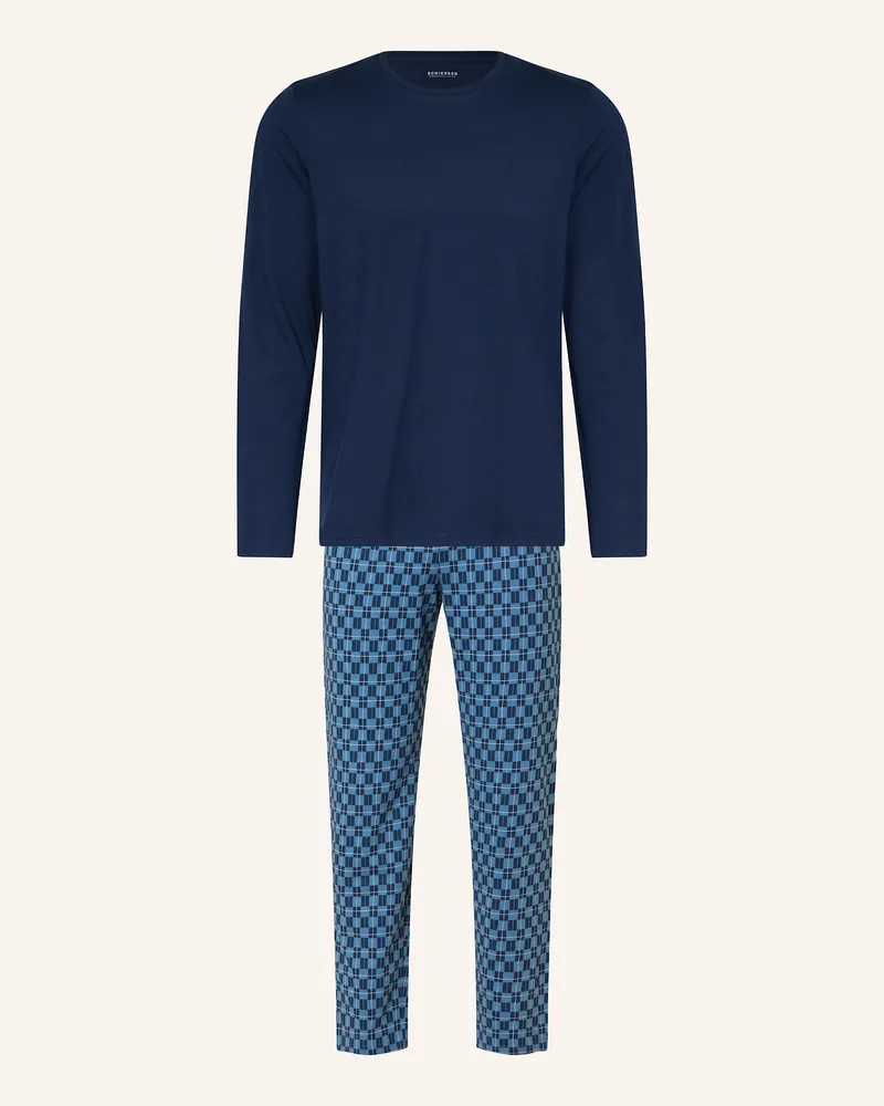 Schiesser Schlafanzug CASUAL ESSENTIALS Dunkelblau